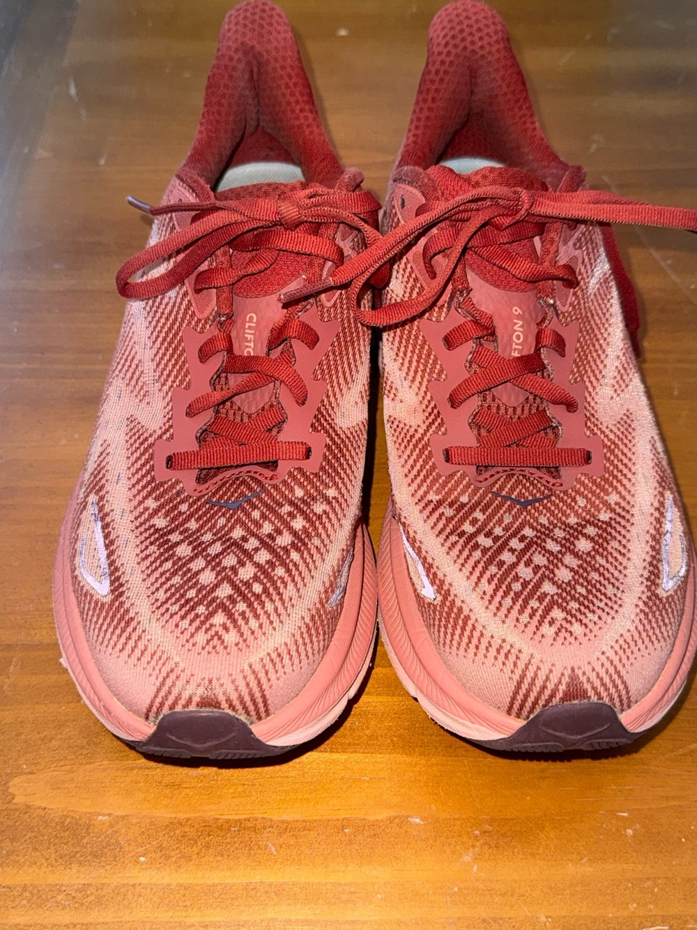 HOKA Clifton 9 Womens 8.5 B Pink Red Running Shoes Cushioned Walking Sneakers - Picture 10 of 11